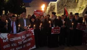 فاعلية أمام كنيسة المهد للتضامن مع ضحايا تفجير كنيستي مصر