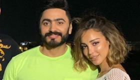 تفاصيل منع بسمة بوسيل زوجها تامر حسني من العمل مع مي عز الدين