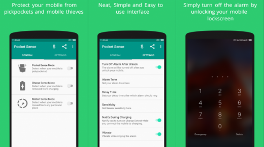إطلاق تطبيق POCKET SENSE الخاص بتنبيهك عند حدوث سرقة لهاتفك